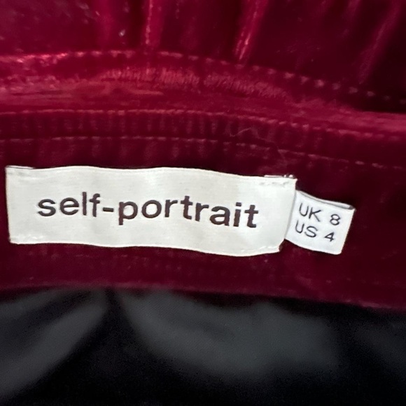 Self Portrait Velvet Red Ruffle Mini Skirt I Size 4 - Picture 6 of 6